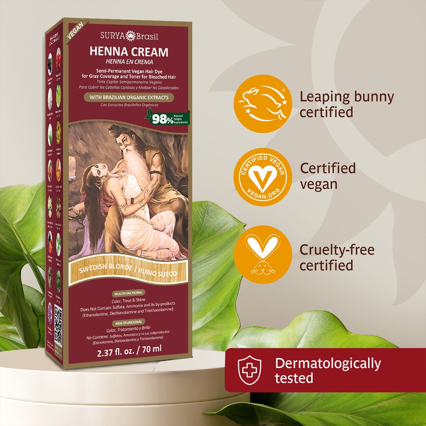 Henna Cream Swedish Blonde Surya Brasil 2.37oz