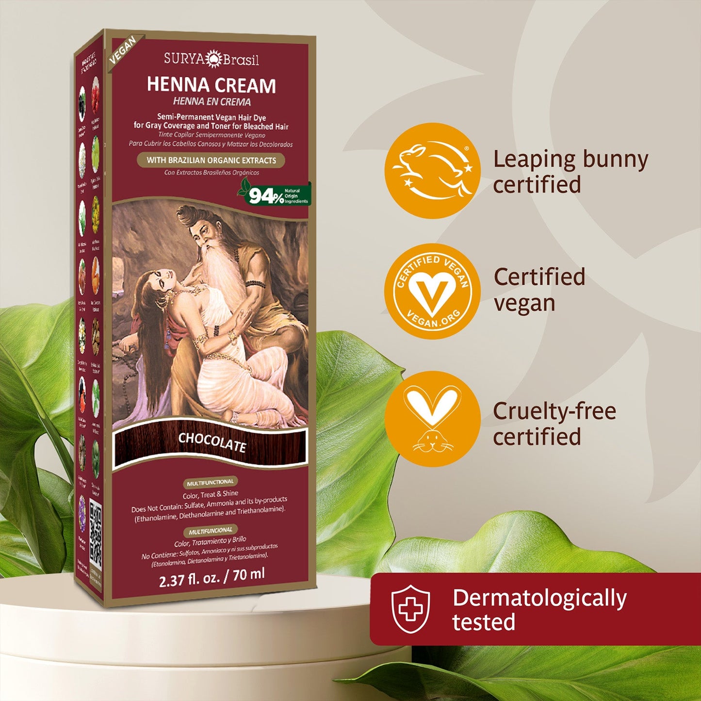 Henna Cream Chocolate Surya Brasil 2.37oz