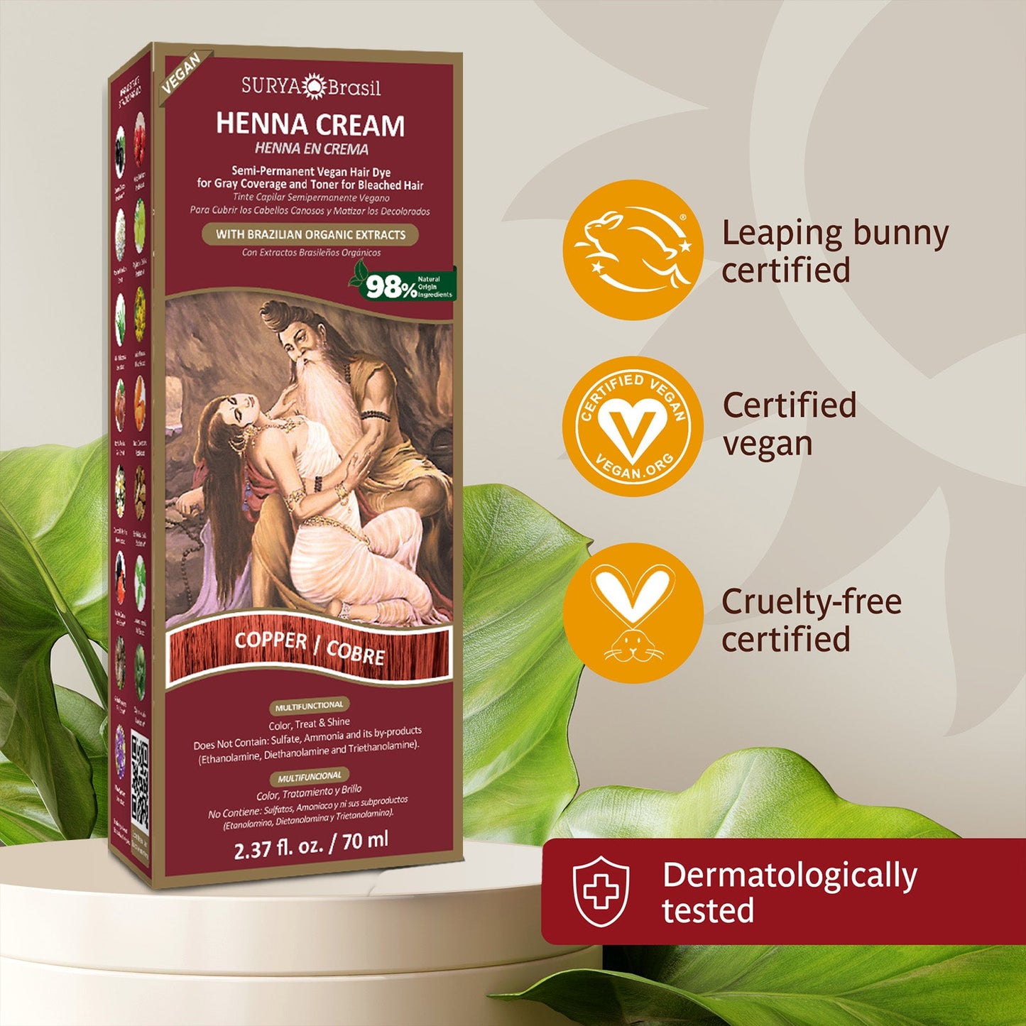 Henna Cream Copper Surya Brasil 2.37oz