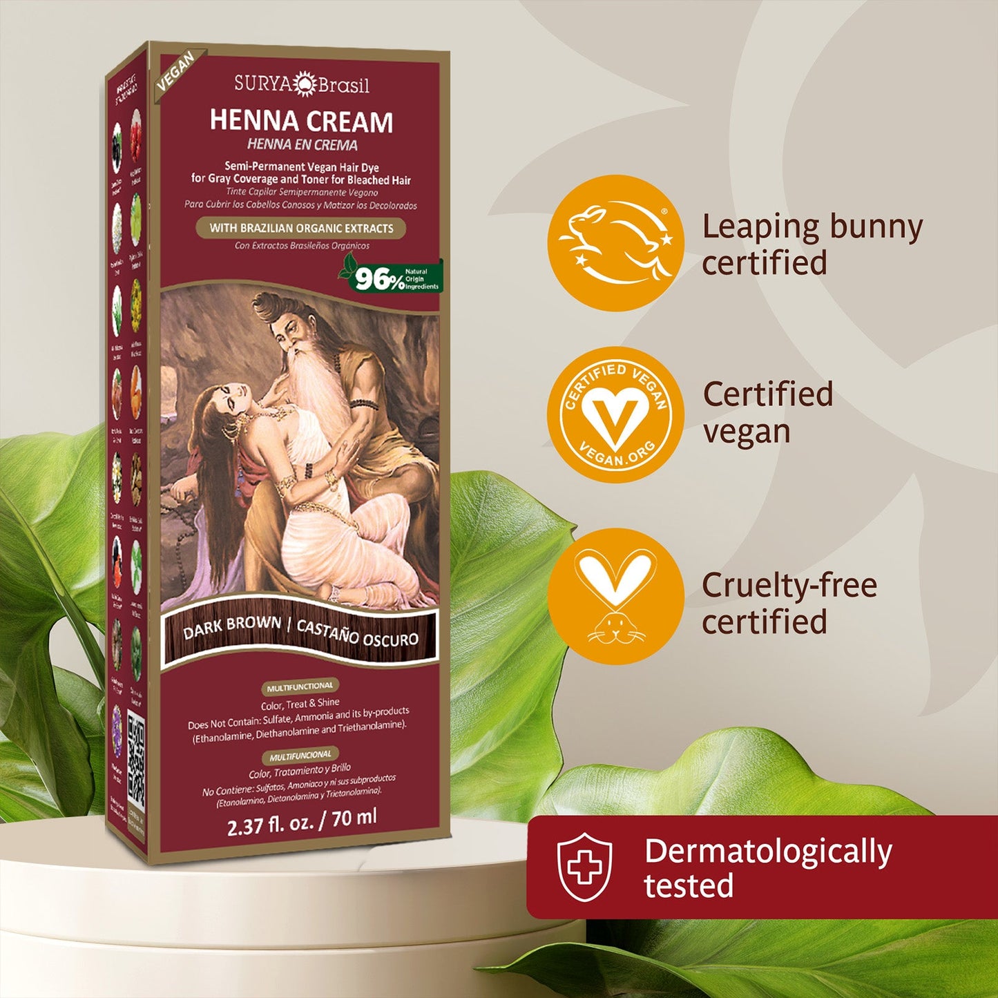 Henna Cream Dark Brown Surya Brasil 2.37oz